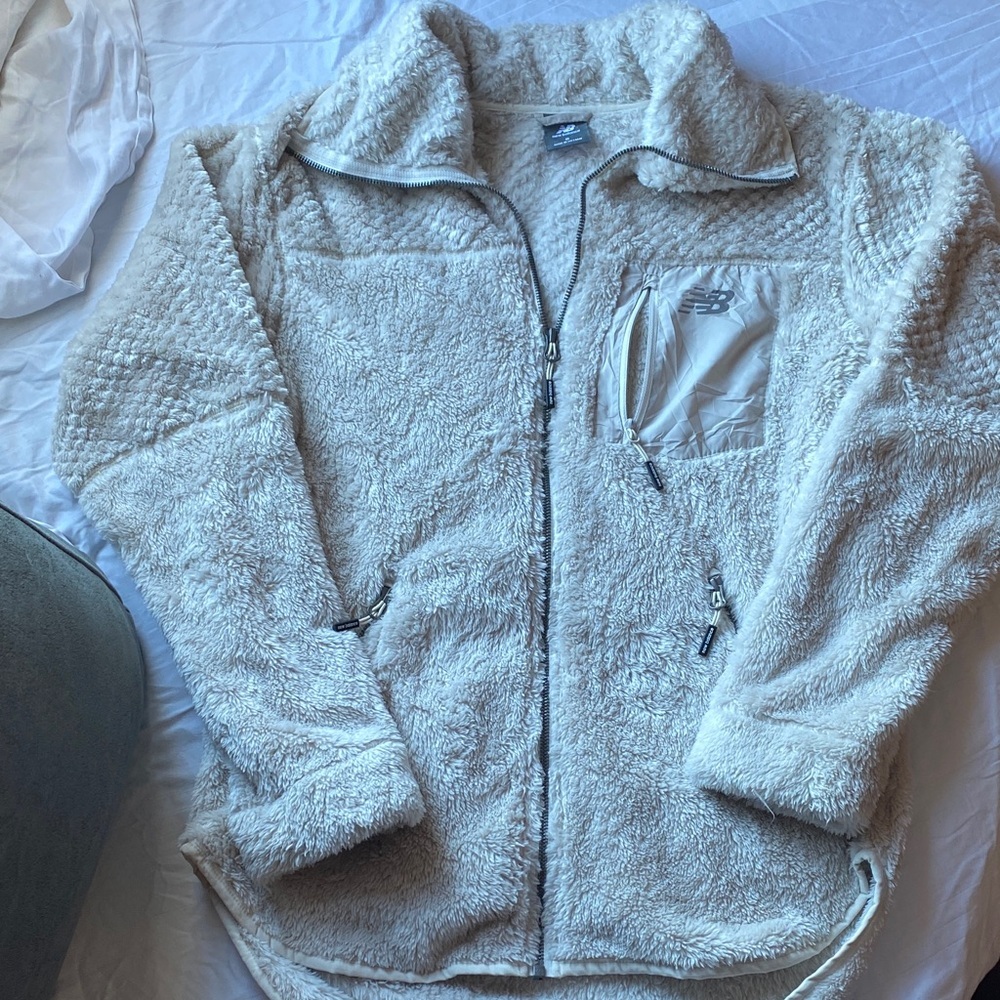 Women’s New Balance Off-White Fleece Jacket size small - Picture 1 of 9